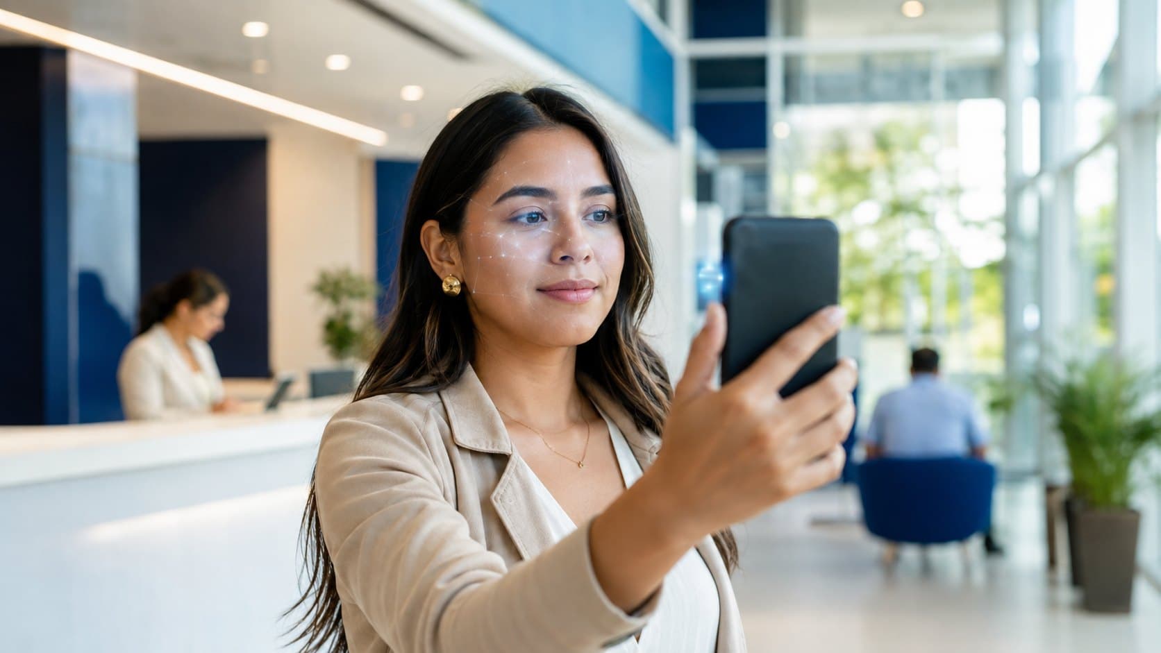 Cooperative member completing digital onboarding on a phone with verified identity and financial data