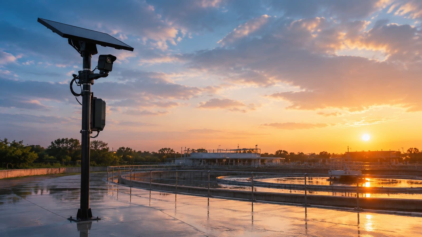 OneArmor Edge unit at a water treatment plant at sunrise
