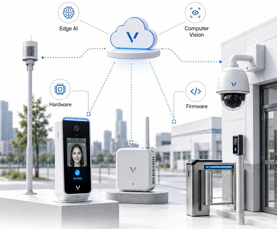 Face terminal, edge gateway, turnstile and camera connected to the Vanguard cloud